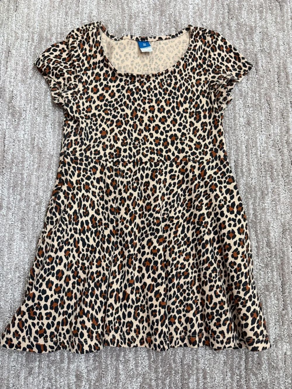 Leopard Print Dress - Black and Brown on Cream